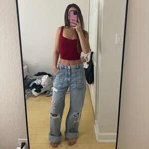 zara mid rise cargo jean